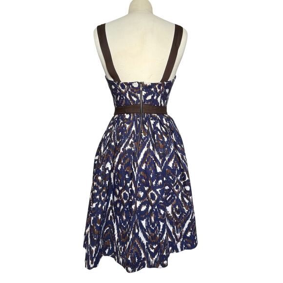MILLY of NEW YORK Vintage Women’s Fit and Flare Navy and Brown Dress - Picture 6 of 8